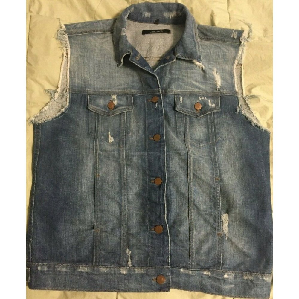 J Brand Denim Jean Vest Sz OS Trucker Biker Jacket